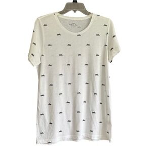 J.Crew Collector Tees Motorcycle Print T-Shirt White Indie Soft‎ Grunge Sz Large